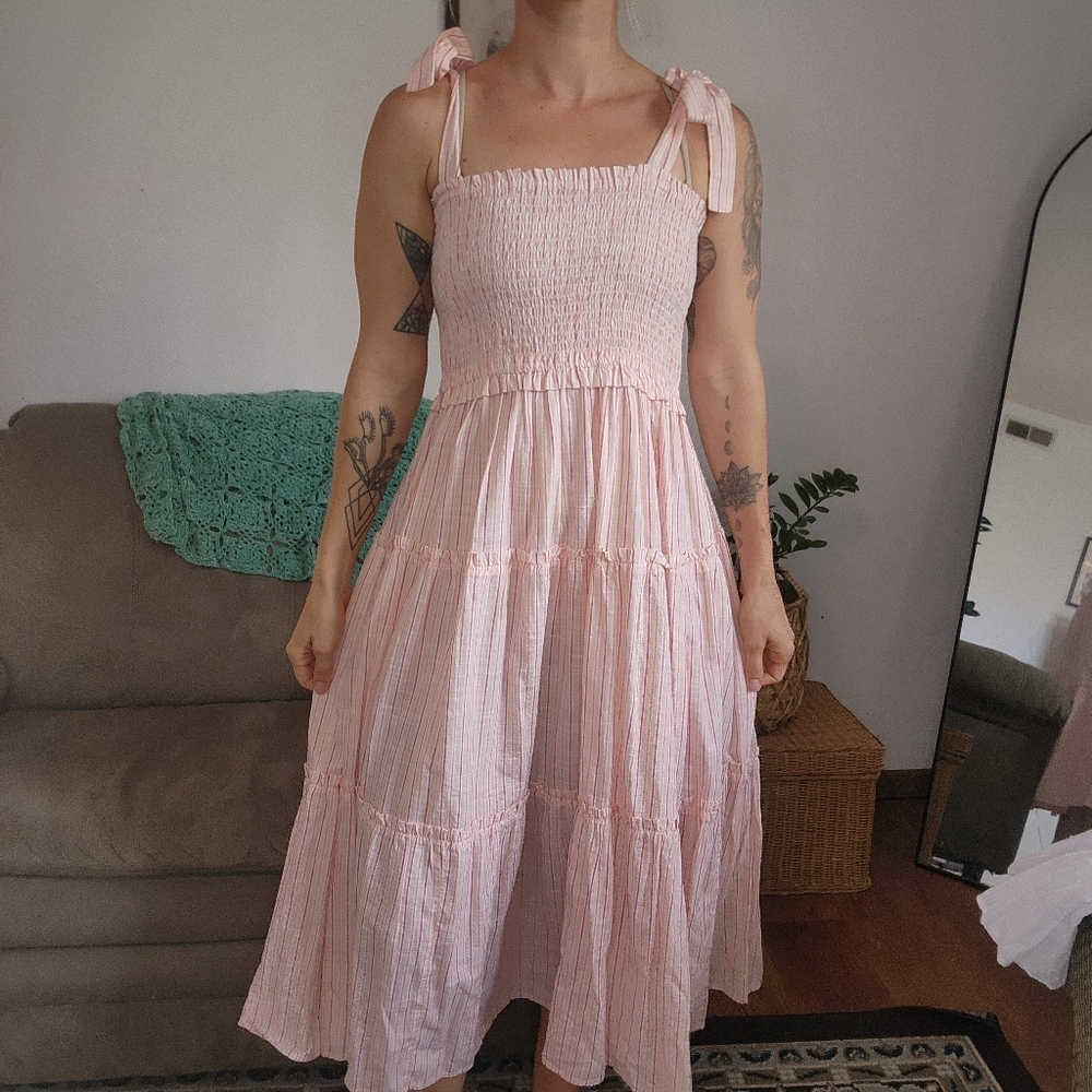 Nautica Striped Smock Midi Dress Size Large